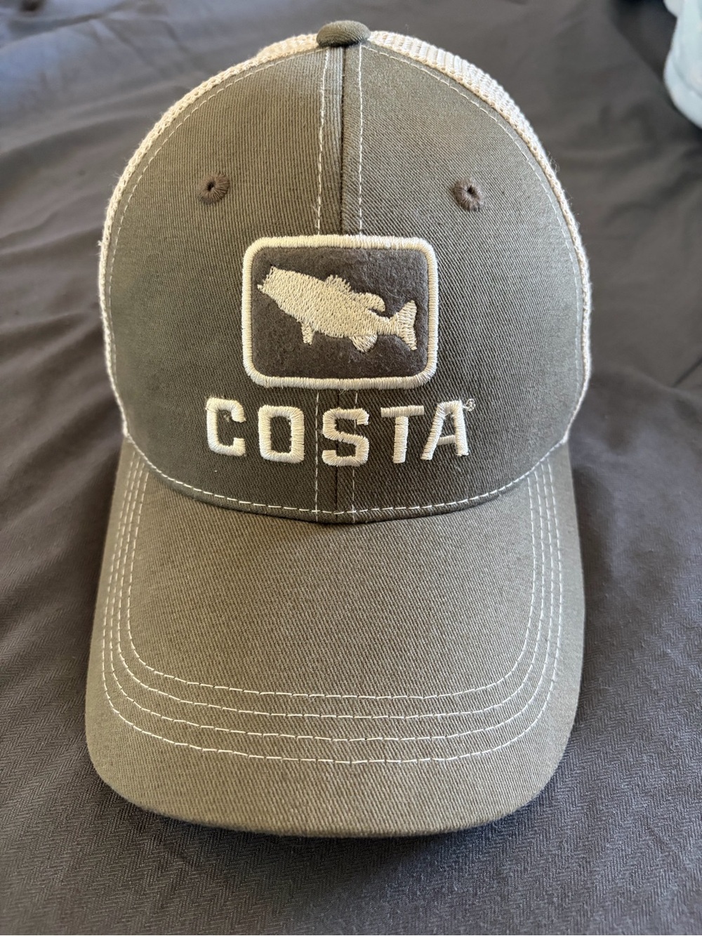 Costa Olive and White Logo Trucker Cap